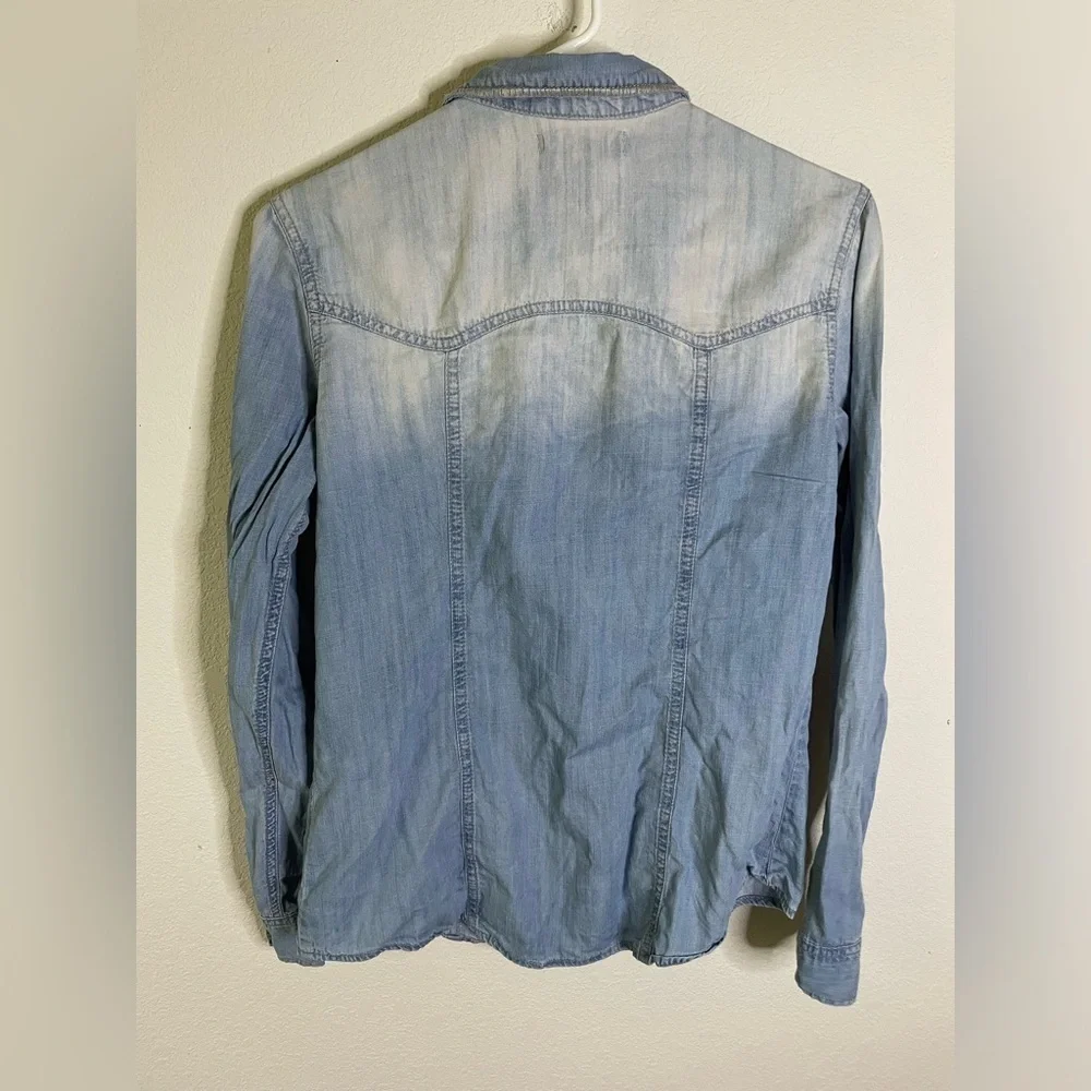 Starring at Stars denim distressed embroidered shirt - Picture 2 of 6